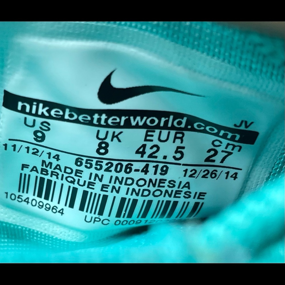 Nike Rosherun Print Sneakers Teal White Womens 9 - Picture 8 of 8